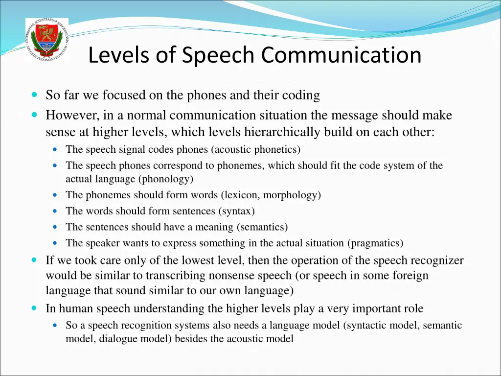 levels of speech communication