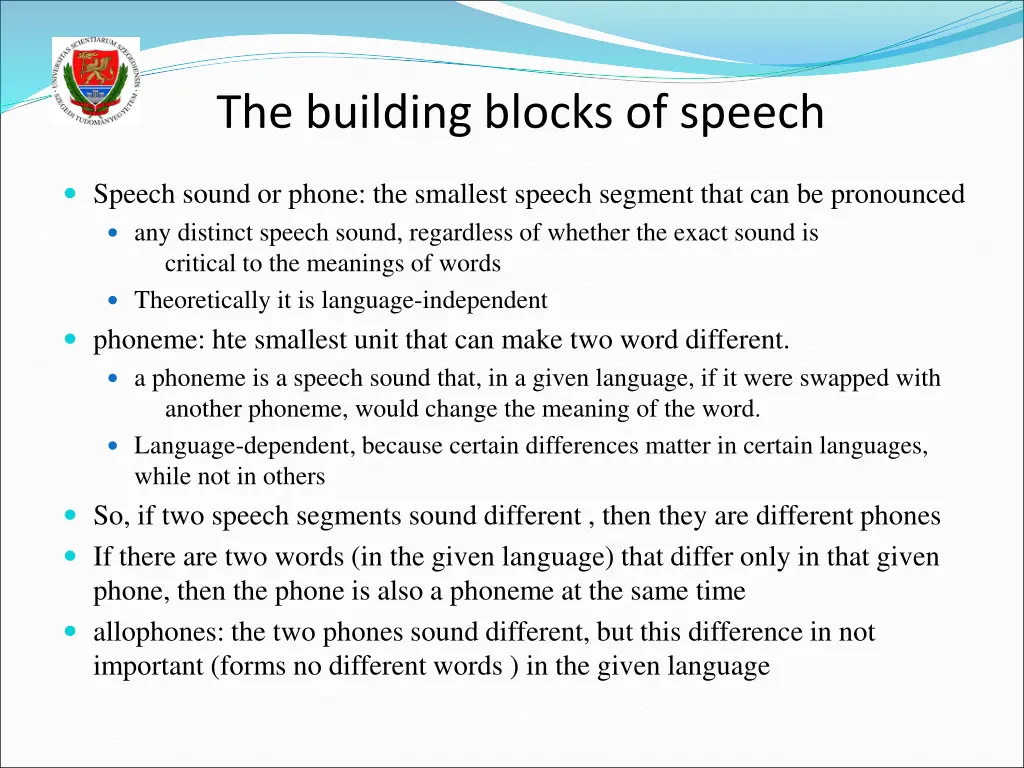 the building blocks of speech