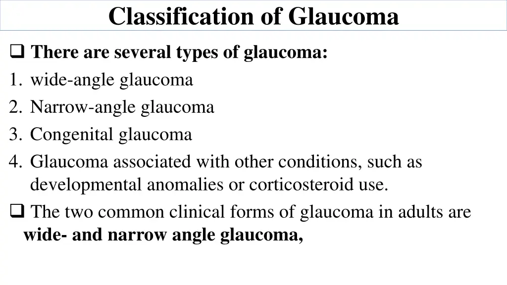 classification of glaucoma