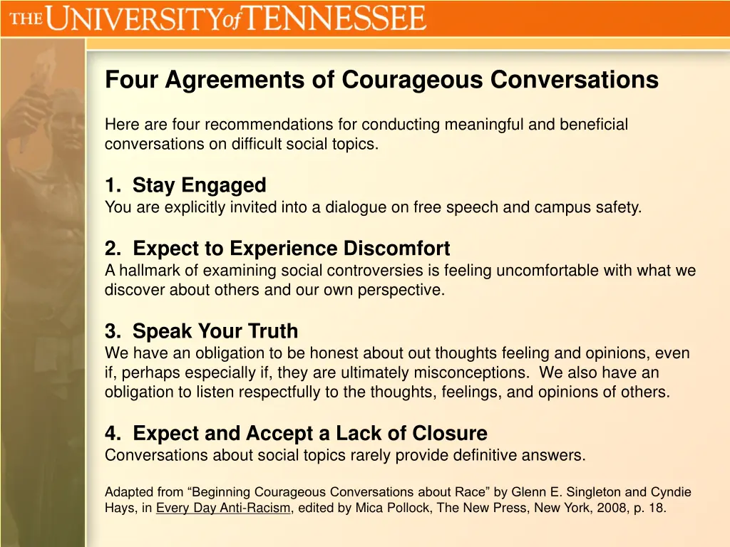 four agreements of courageous conversations