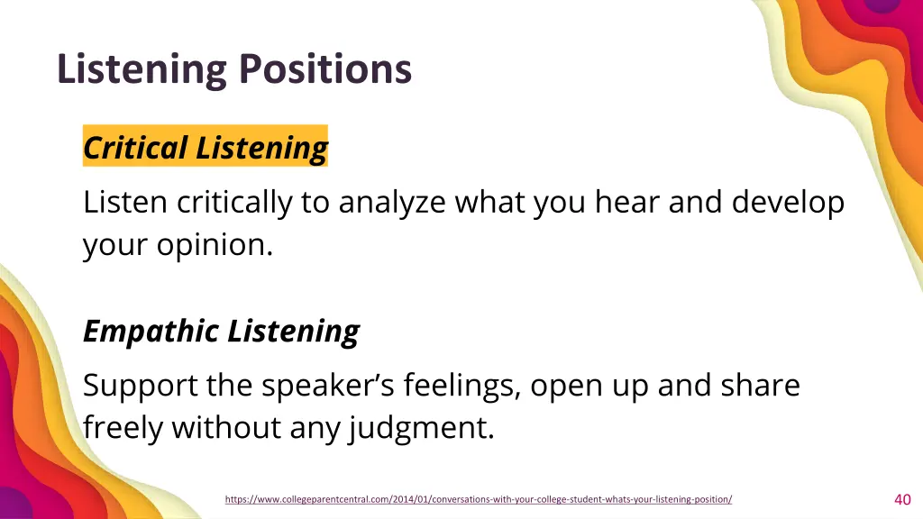 listening positions 1
