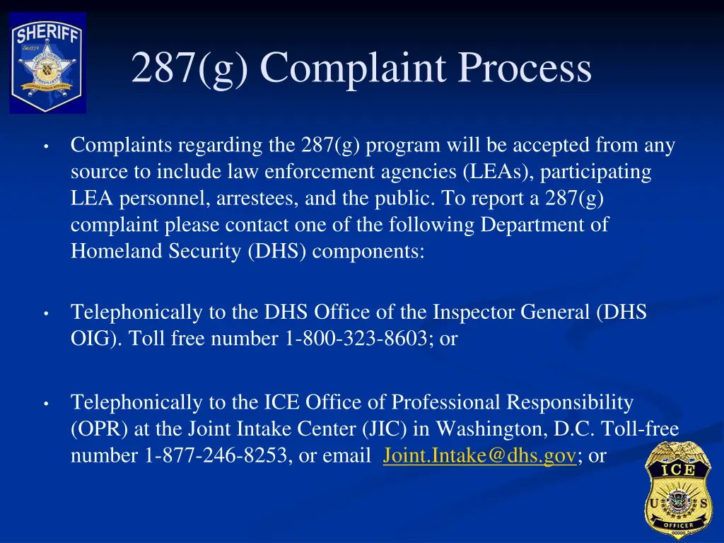 287 g complaint process