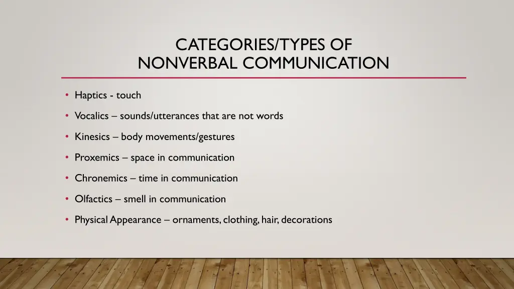 categories types of nonverbal communication