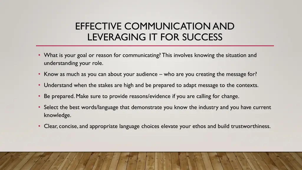 effective communication and leveraging