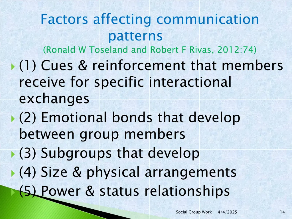 factors affecting communication patterns ronald