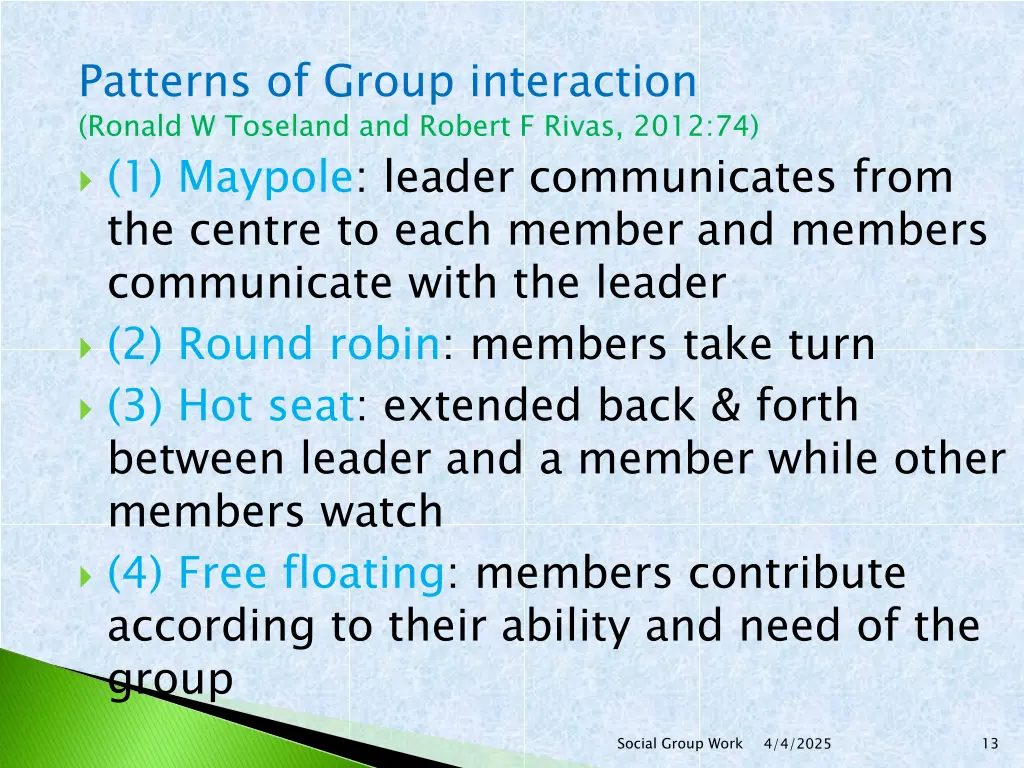 patterns of group interaction ronald w toseland