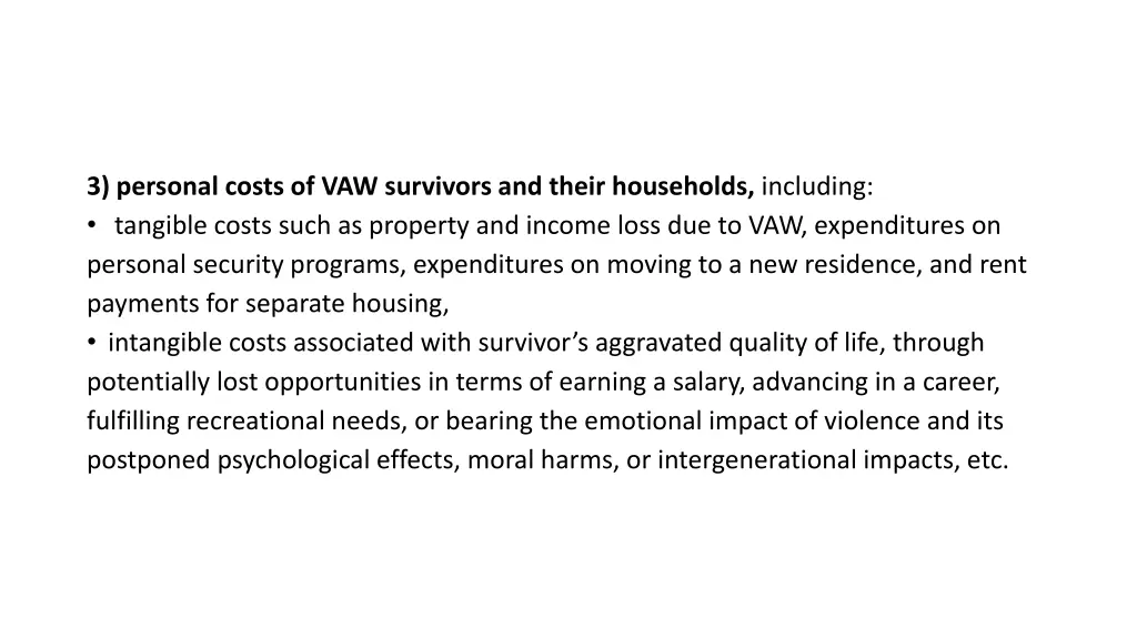 3 personal costs of vaw survivors and their