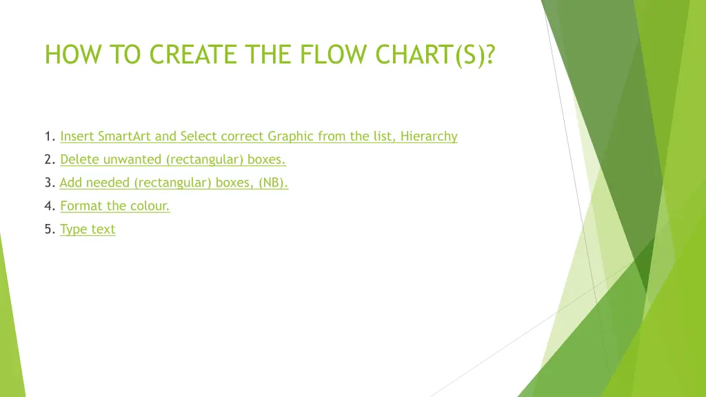how to create the flow chart s