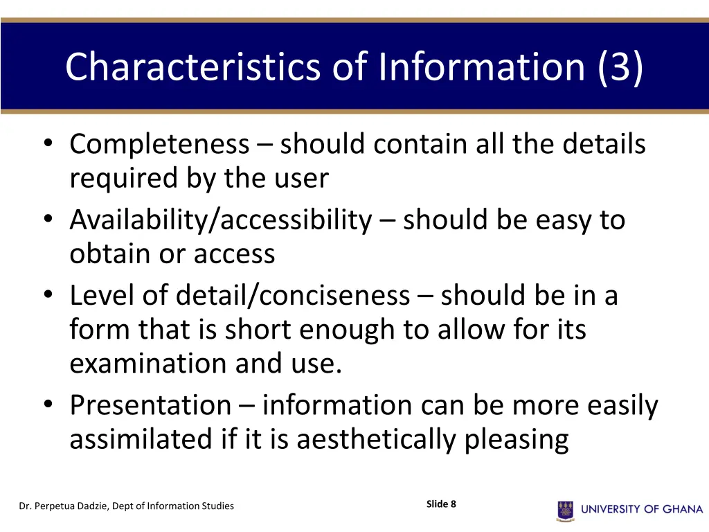 characteristics of information 3