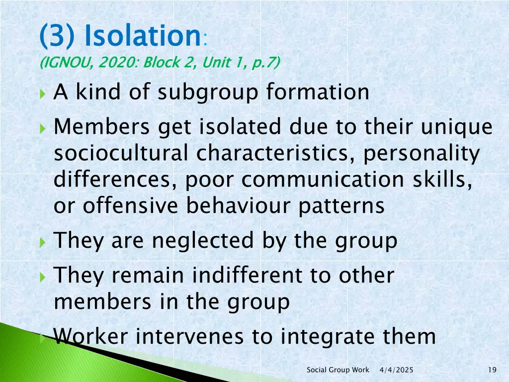 3 isolation ignou 2020 block 2 unit 1 p 7 a kind
