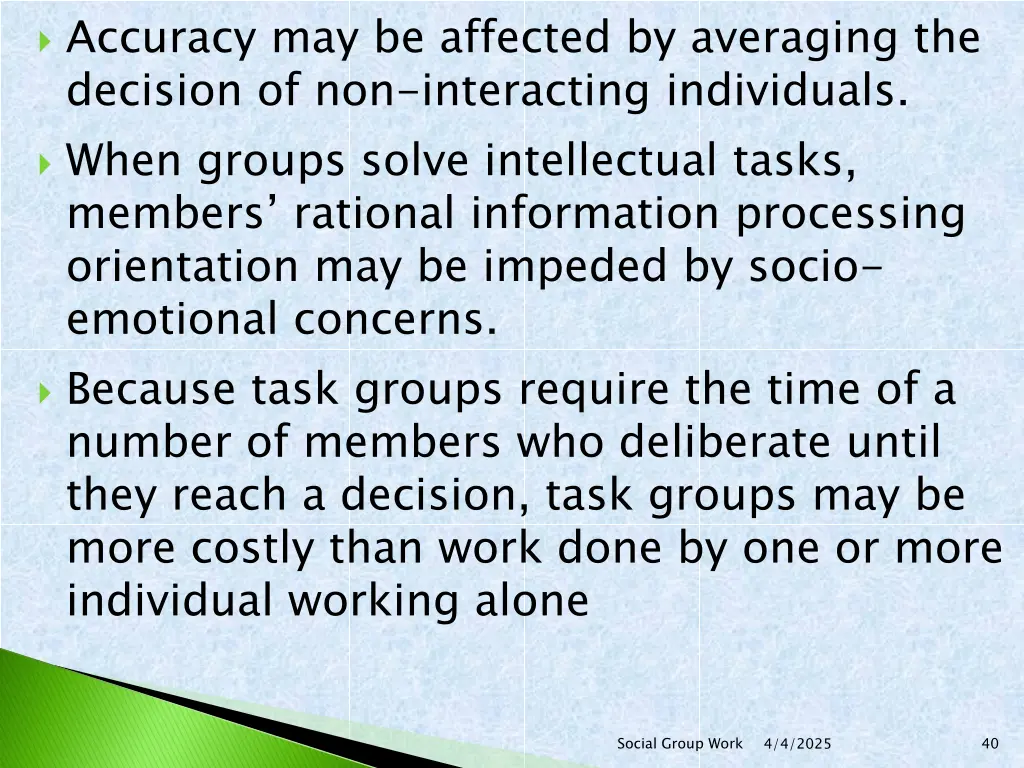 accuracy may be affected by averaging