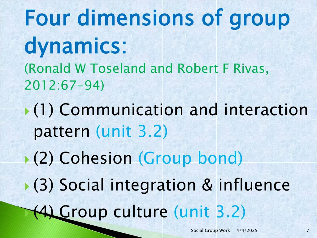 four dimensions of group dynamics ronald
