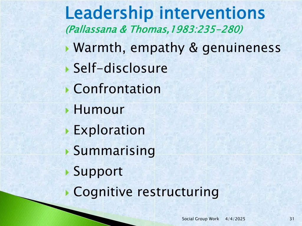 leadership interventions pallassana thomas 1983