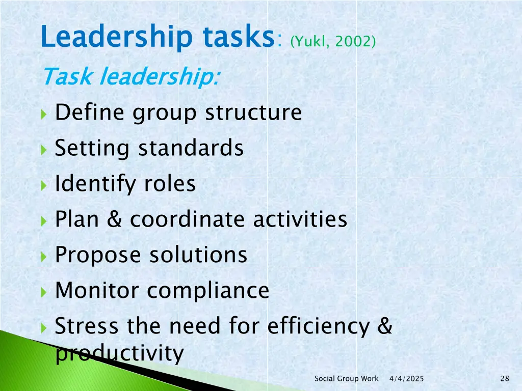 leadership tasks task leadership define group