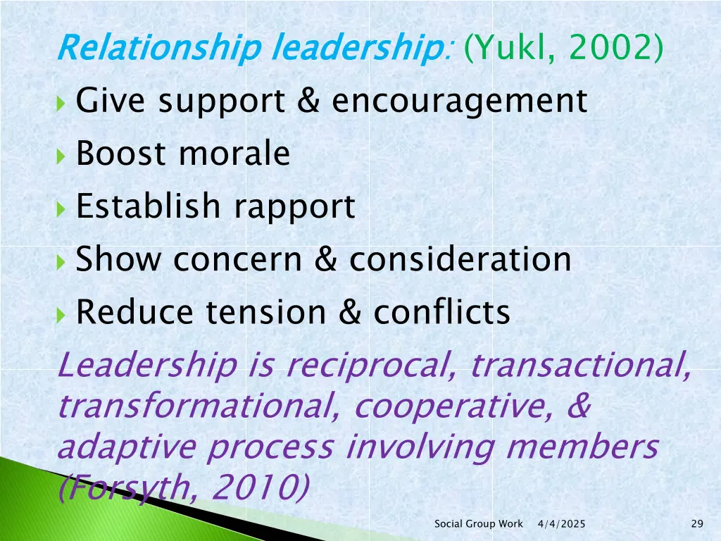 relationship leadership give support