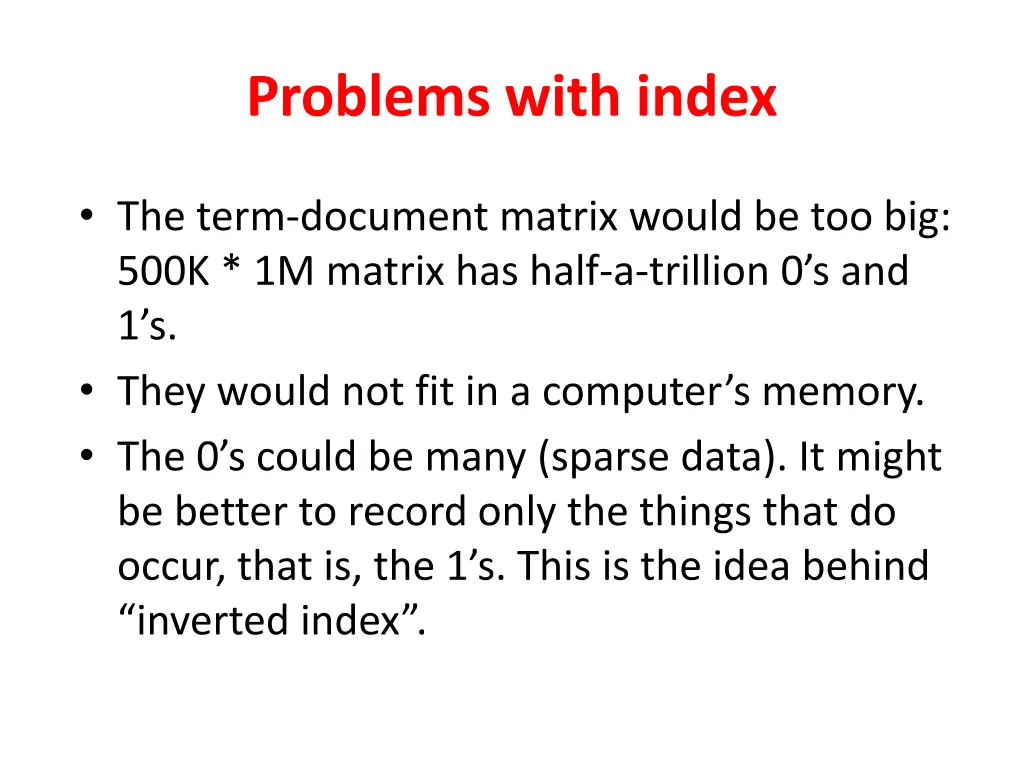 problems with index 1