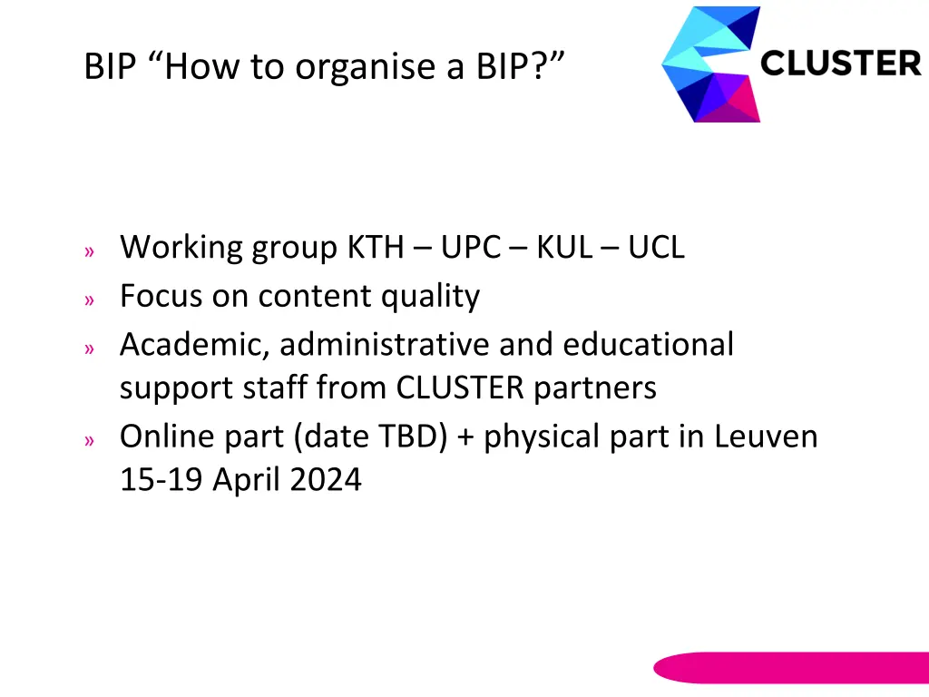 bip how to organise a bip