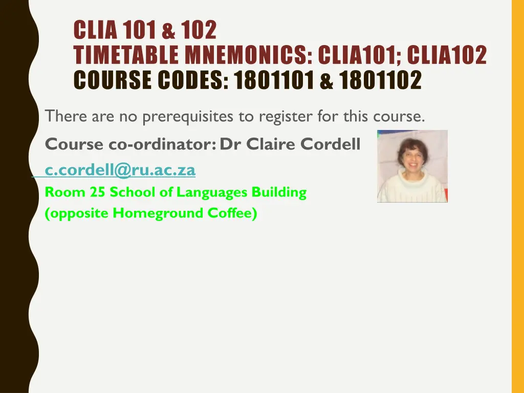 clia 101 102 timetable mnemonics clia101 clia102