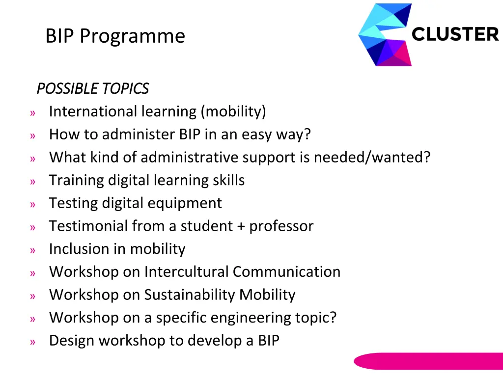 bip programme 1