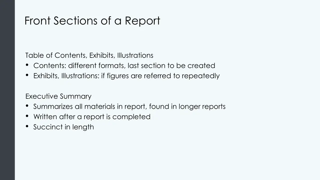 front sections of a report 1