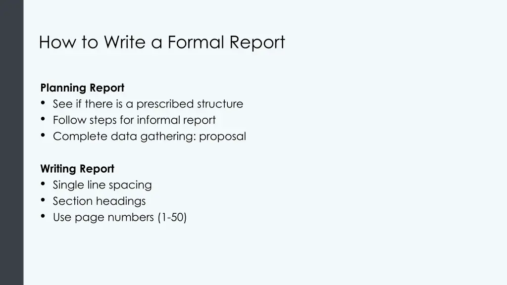 how to write a formal report