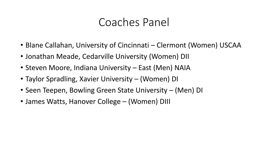 coaches panel