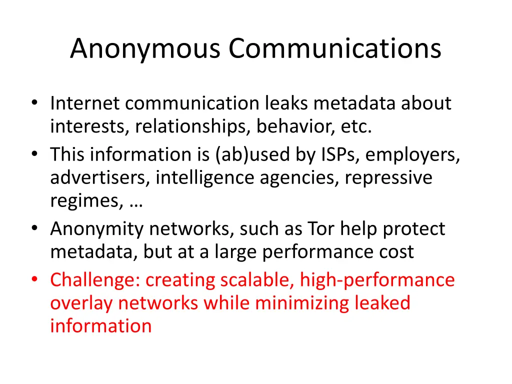 anonymous communications