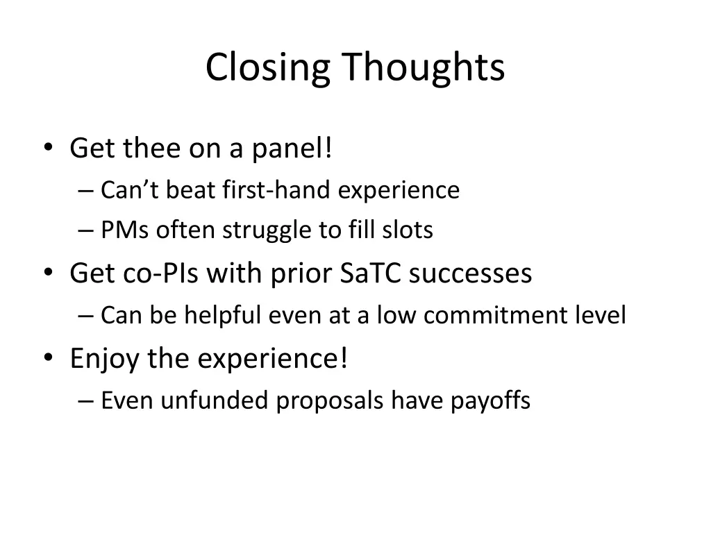 closing thoughts