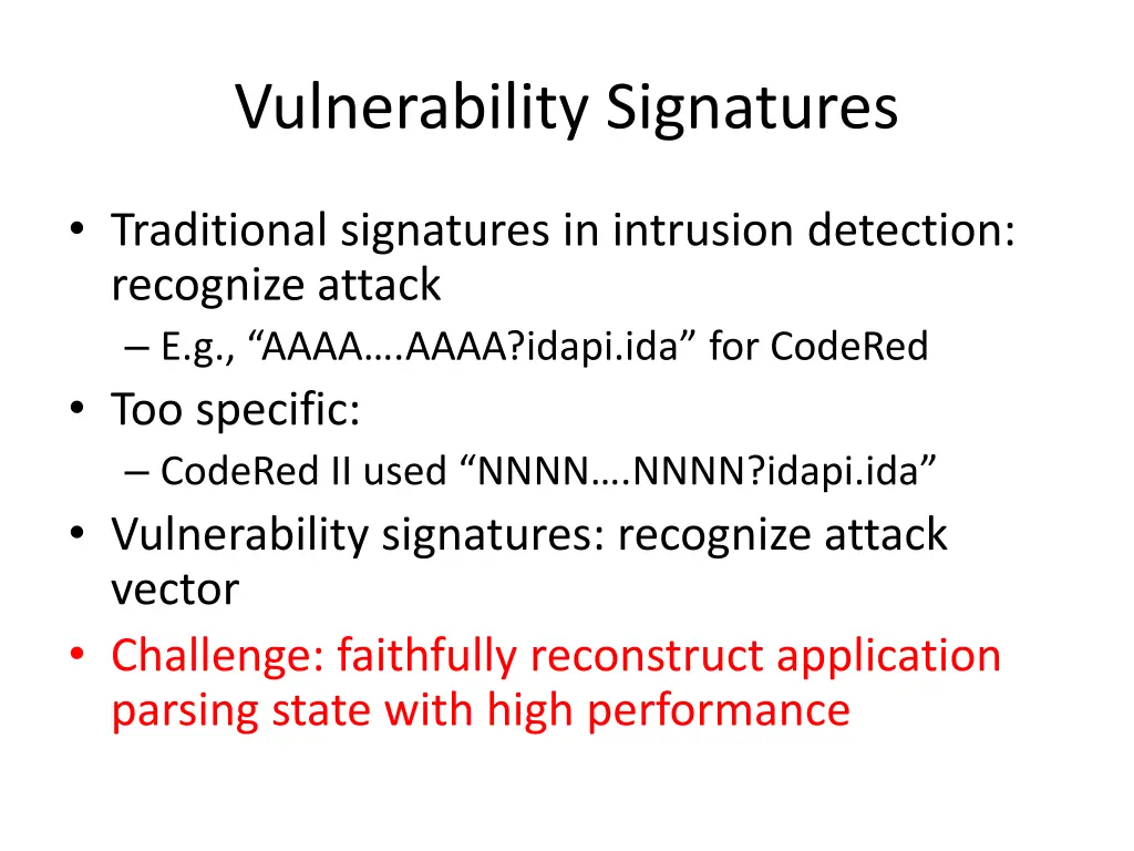 vulnerability signatures