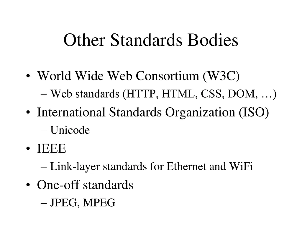 other standards bodies
