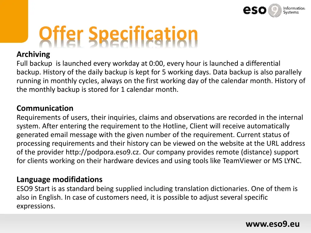 offer specification 1