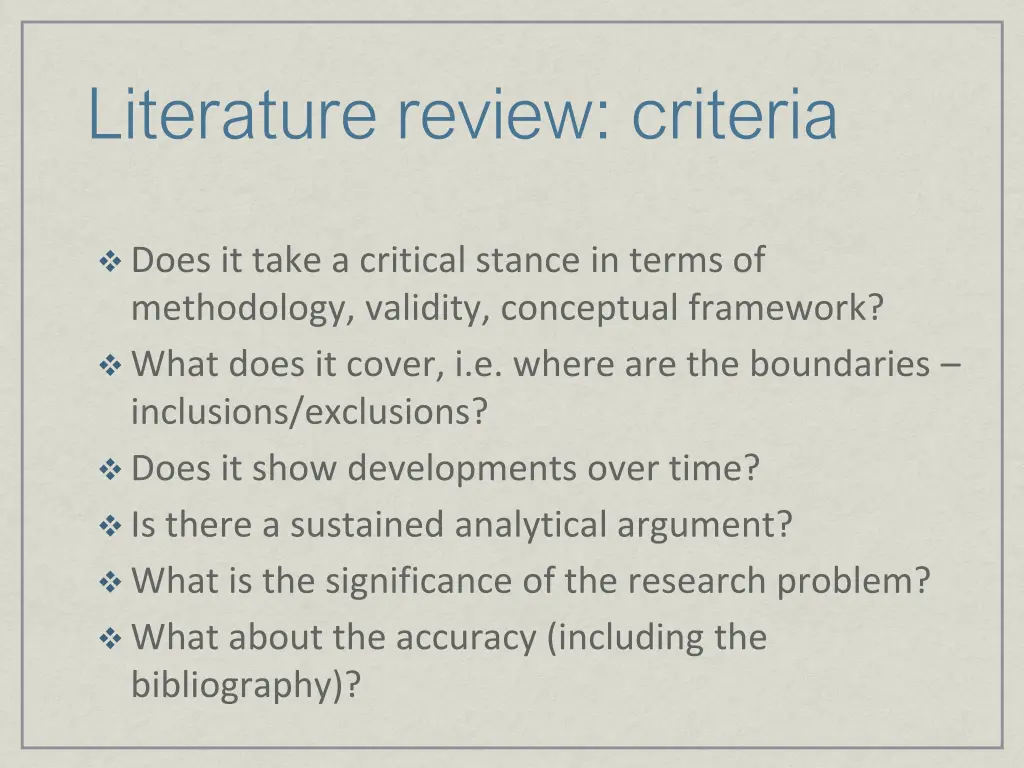 literature review criteria