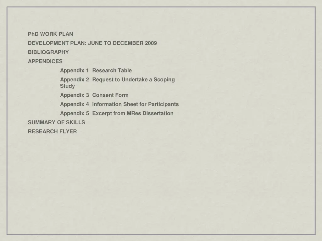 phd work plan