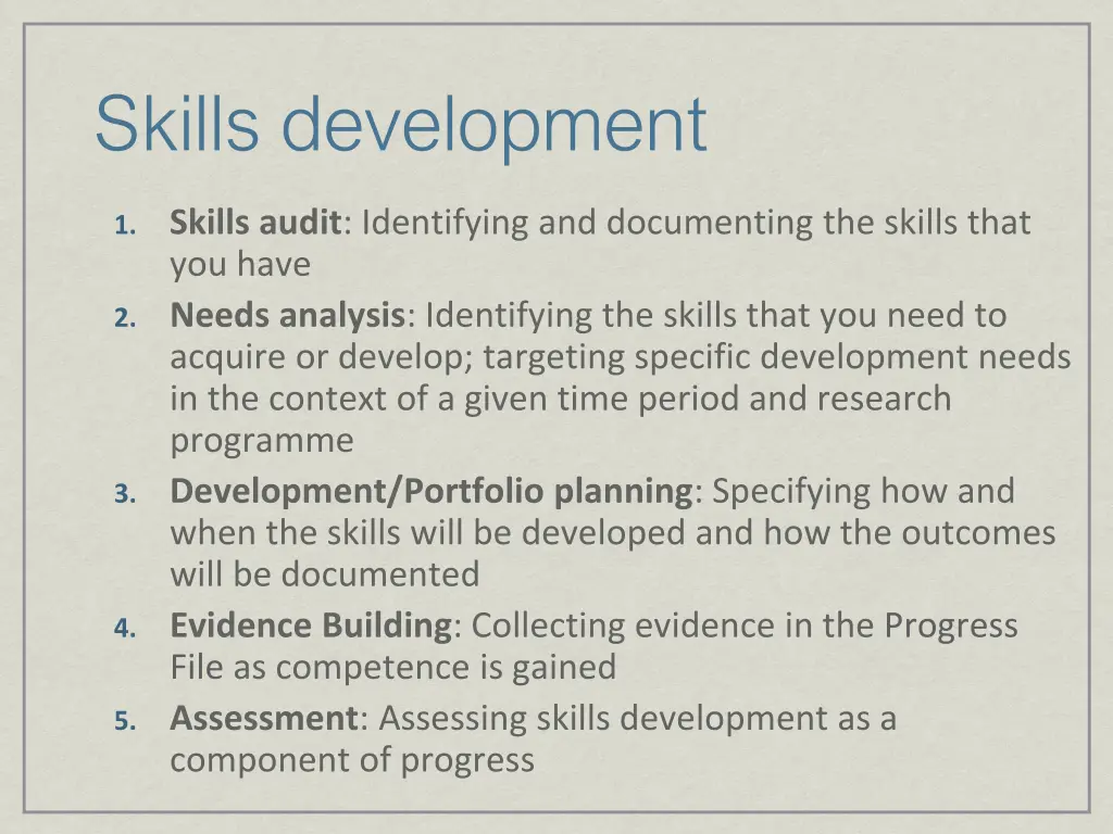 skills development