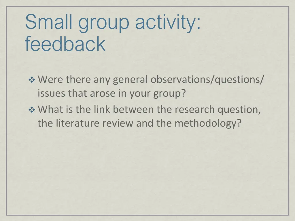small group activity feedback