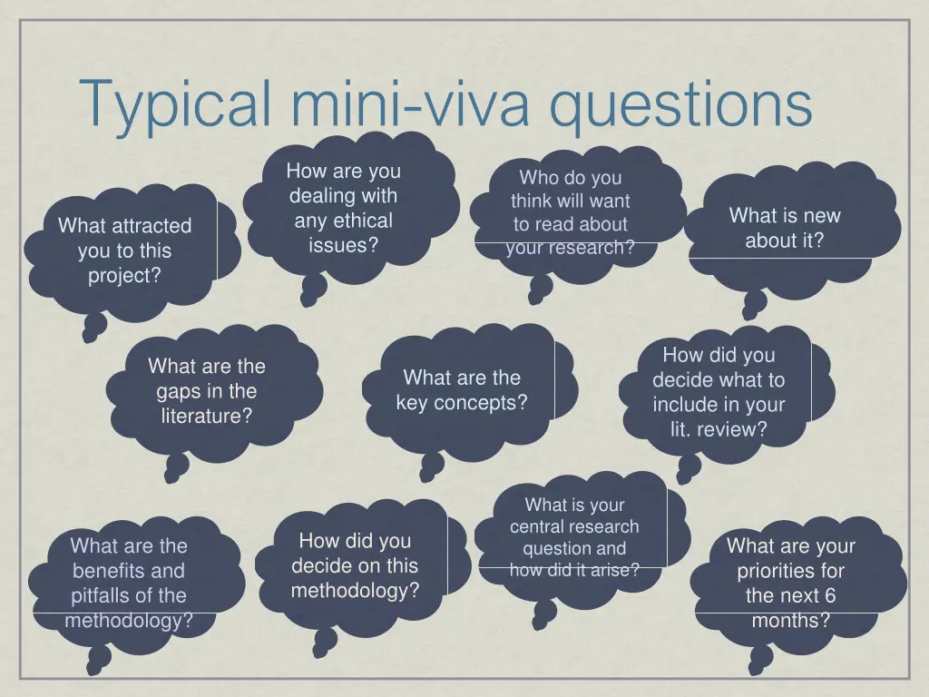 typical mini viva questions