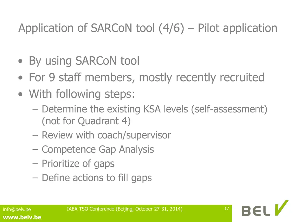 application of sarcon tool 4 6 pilot application