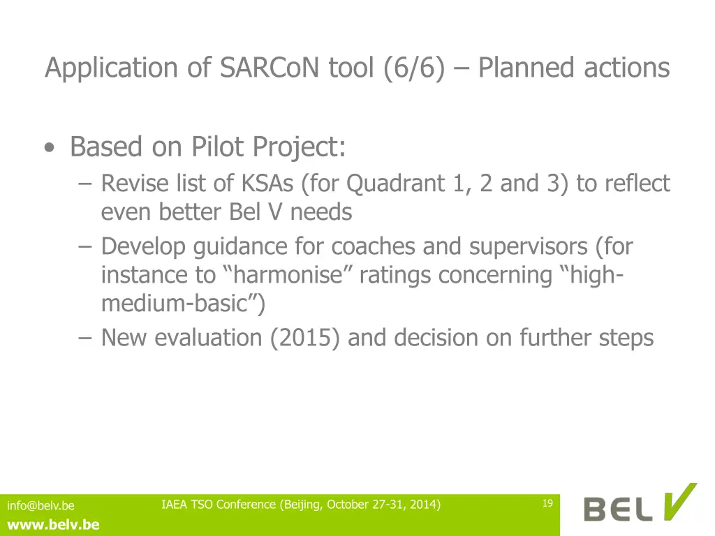 application of sarcon tool 6 6 planned actions