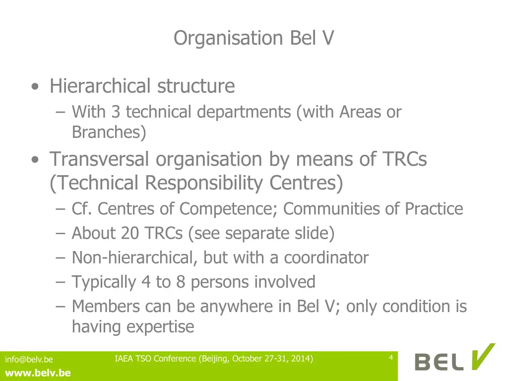 organisation bel v