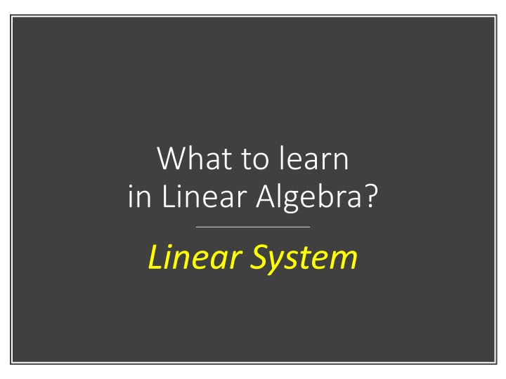 what to learn in linear algebra