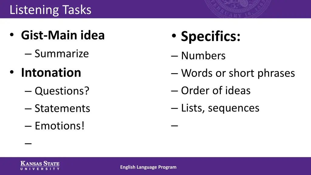 listening tasks