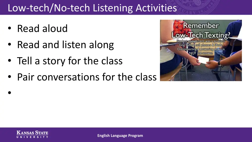 low tech no tech listening activities