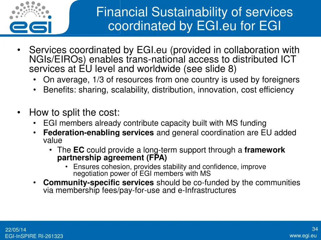 financial sustainability of services coordinated