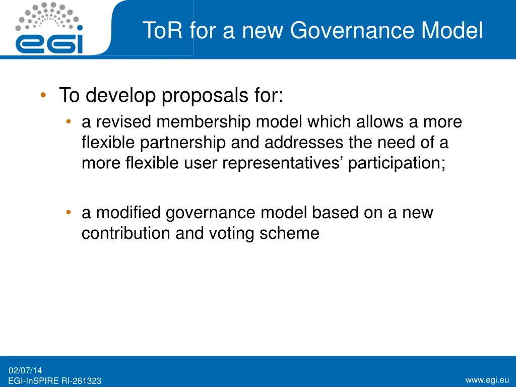 tor for a new governance model