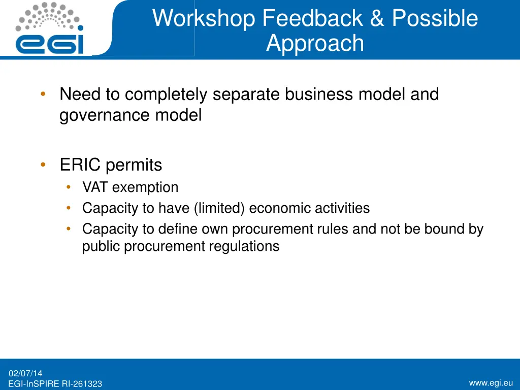 workshop feedback possible approach