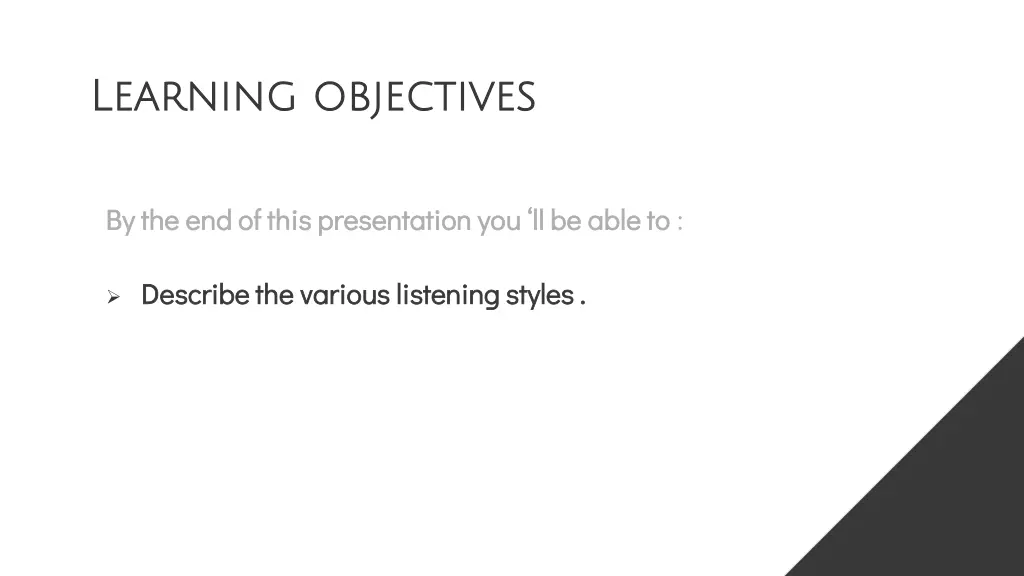 learning objectives learning objectives