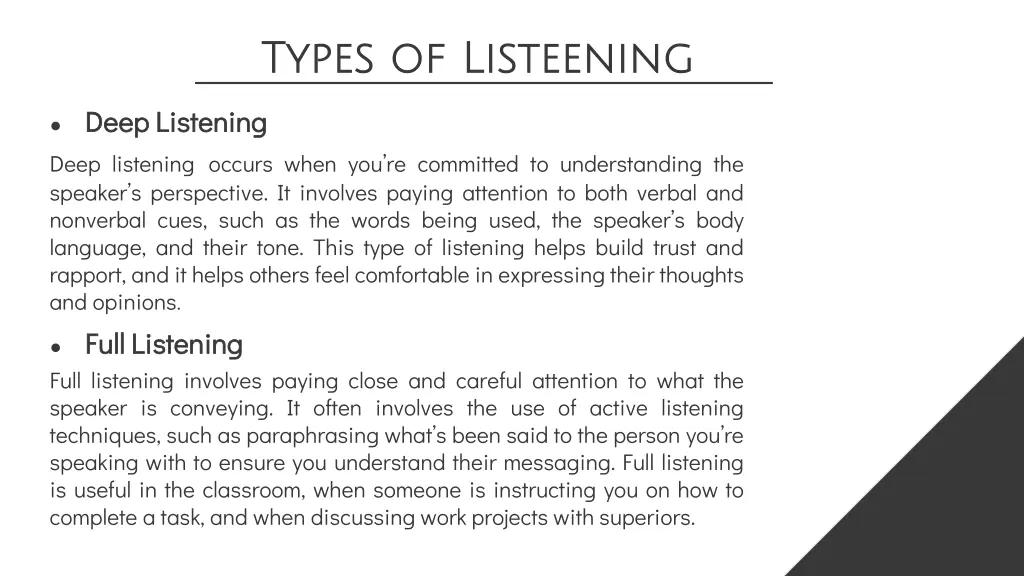 types of listeening types of listeening