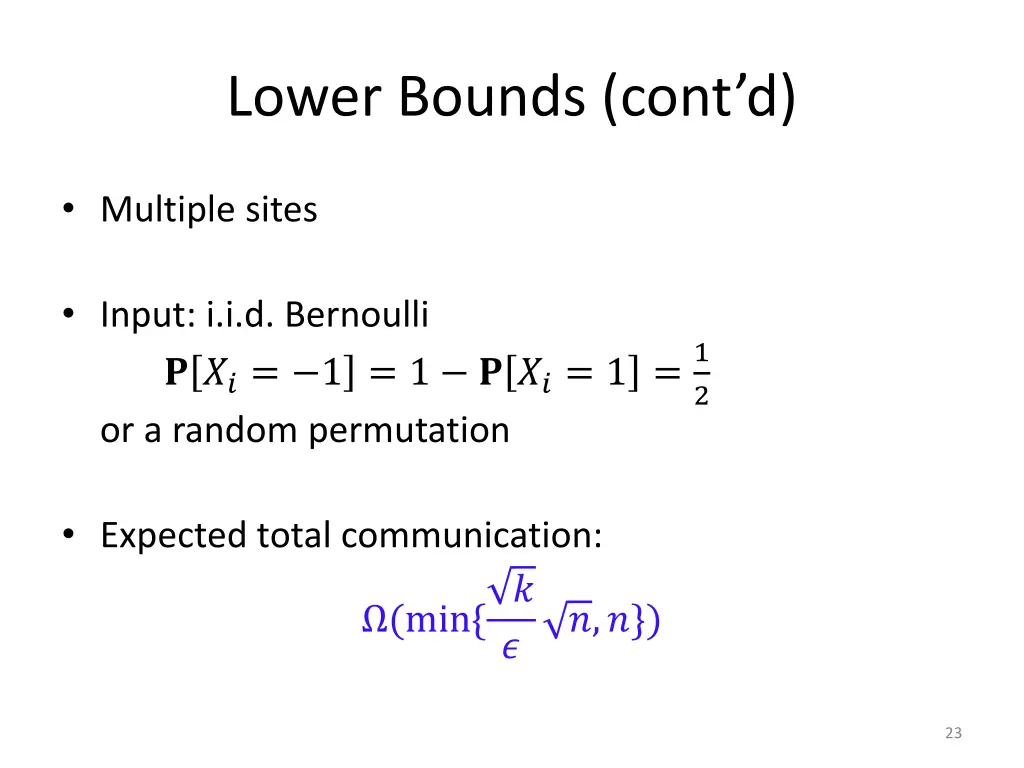 lower bounds cont d
