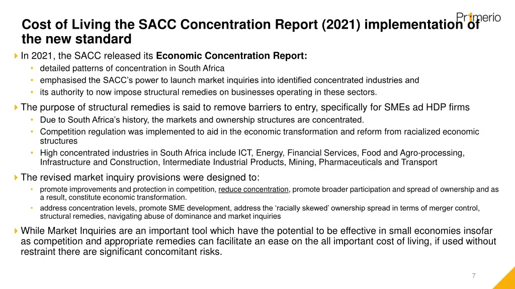 cost of living the sacc concentration report 2021