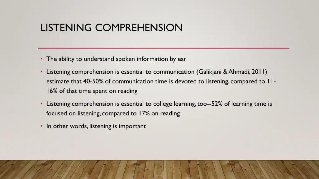 listening comprehension